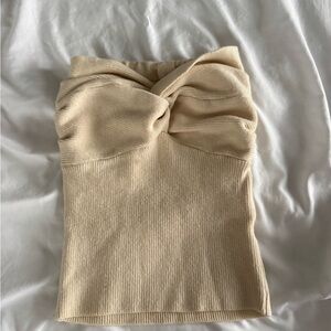 Beige Knitted Tube Top